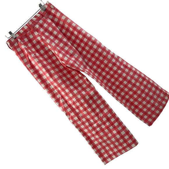 J. Crew Red and White Checkered Wide Leg Pants - Picture 2 of 10